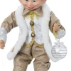 Intratuin kerstfiguur Elleve elf beige / wit 11 x 7 x 47 cm