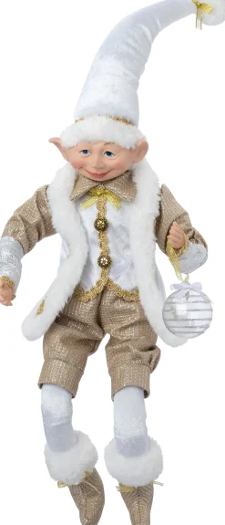 Intratuin kerstfiguur Elleve elf beige / wit 11 x 7 x 47 cm