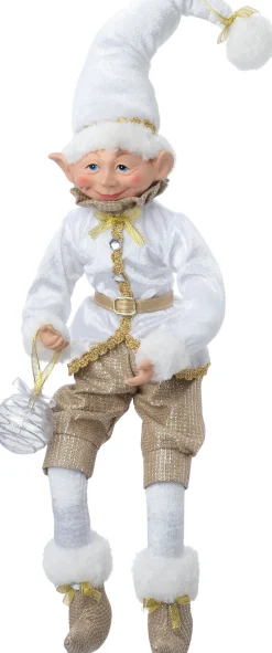 Intratuin kerstfiguur Elleve elf wit / beige 11 x 7 x 47 cm
