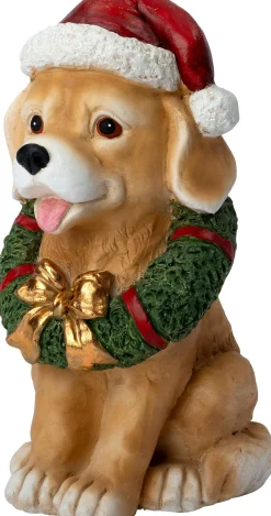 Intratuin kerstfiguur Finnor hond bruin / rood / groen 21,5 x 26 x 41,5 cm