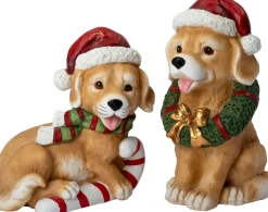 Intratuin kerstfiguur Finnor hond bruin / rood / groen 21,5 x 26 x 41,5 cm