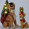 Intratuin kerstfiguur Finnor hond bruin / rood / groen met verlichting 39,5 x 23,5 x 59,5 cm