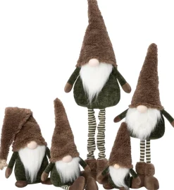 Intratuin kerstfiguur Fluf gnoom staand bruin / wit 30 x 13 x 94 cm