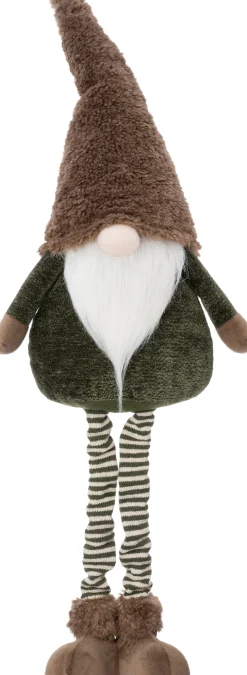 Intratuin kerstfiguur Fluf gnoom staand bruin / wit 30 x 13 x 94 cm