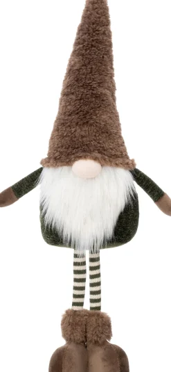 Intratuin kerstfiguur Fluf gnoom staand bruin / wit 20 x 10 x 63 cm