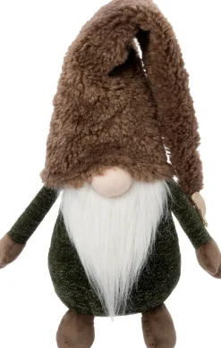 Intratuin kerstfiguur Fluf gnoom zittend bruin / wit 20 x 13 x 32 cm