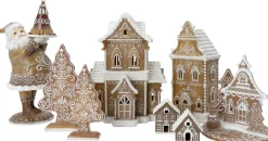 Intratuin kerstfiguur Gemma chalet bruin / wit 8,5 x 5,5 x 8,3 cm