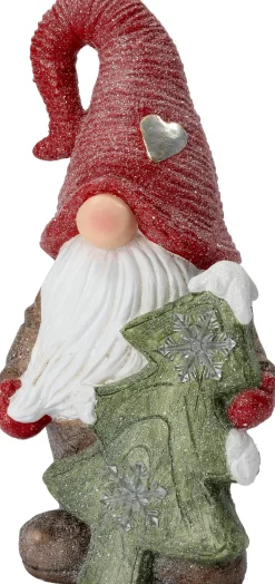 Intratuin kerstfiguur gnoom rood / groen met verlichting 22,5 x 17,5 x 44 cm