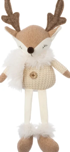 Intratuin kerstfiguur hert zittend beige 13 x 9 x 37 cm