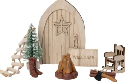 Intratuin kerstfiguur Hobb kabouter set kampvuur 10,5 x 1,5 x 15 cm