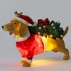 Intratuin kerstfiguur hond bruin / rood / groen met verlichting 33 x 9 x 19 cm