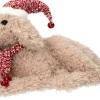 Intratuin kerstfiguur hond met kerstmuts beige 59 x 32 x 30 cm