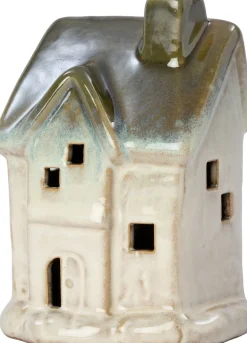 Intratuin kerstfiguur huisje crème met verlichting 9 x 7 x 12 cm