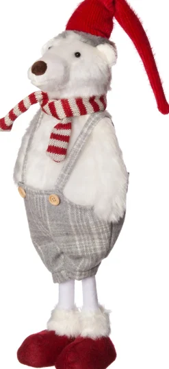 Intratuin kerstfiguur ijsbeer wit / grijs 17 x 15 x 67 cm