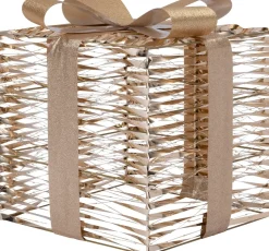 Intratuin kerstfiguur Iris cadeau goud met verlichting 30 x 30 x 36 cm