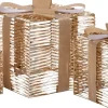 Intratuin kerstfiguur Iris cadeau goud met verlichting 40 x 40 x 47 cm