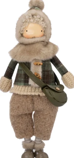 Intratuin kerstfiguur Jolien kind met broek groen / bruin 23,5 x 21 x 54 cm