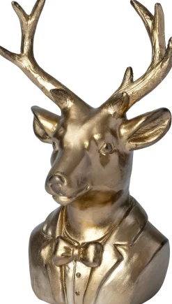 Intratuin kerstfiguur Joren borstbeeld rendier goud 18 x 14,5 x 34,5 cm