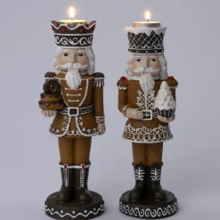 Intratuin kerstfiguur Josa notenkraker bruin / wit 8,4 x 8 x 25 cm