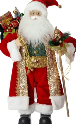 Intratuin kerstfiguur Joulu kerstman goud / rood 28 x 20 x 60 cm