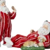 Intratuin kerstfiguur kerstman in pyama rood / wit 17,5 x 10,5 x 30,5 cm