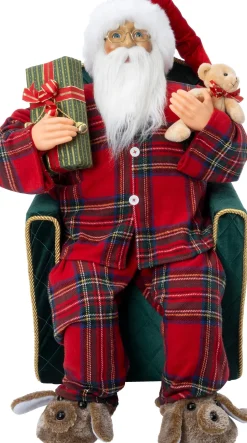 Intratuin kerstfiguur kerstman op stoel rood 57,5 x 47 x 82,5 cm
