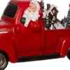 Intratuin kerstfiguur kerstman in pickup rood 28,2 x 11,2 x 12,5 cm