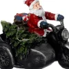 Intratuin kerstfiguur kerstman op motor met verlichting 12 x 8 x 9 cm