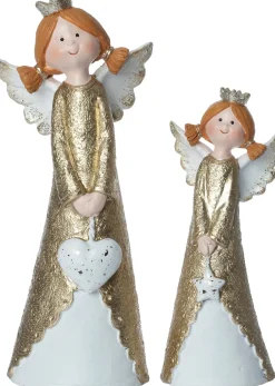 Intratuin kerstfiguur kerstengel goud / wit 8,5 x 6 x 20,5 cm