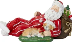 Intratuin kerstfiguur kerstman slapend rood / wit 33,5 x 20,5 x 17 cm