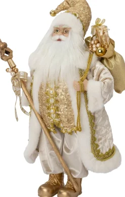 Intratuin kerstfiguur kerstman goud / crème 28 x 20 x 60 cm