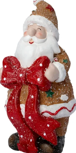 Intratuin kerstfiguur kerstman bruin / rood / wit 14 x 12 x 26 cm
