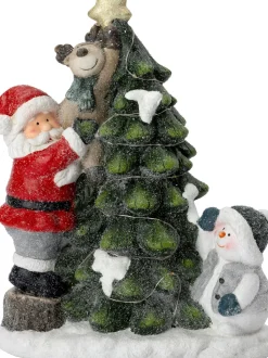 Intratuin kerstfiguur kerstman rood / wit met verlichting 25 x 14,5 x 32 cm