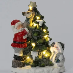 Intratuin kerstfiguur kerstman rood / wit met verlichting 25 x 14,5 x 32 cm