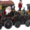 Intratuin kerstfiguur kerstman in trein grijs / rood 50 x 12,3 x 19,2 cm