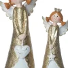 Intratuin kerstfiguur kerstengel goud / wit 7 x 4,5 x 15,5 cm