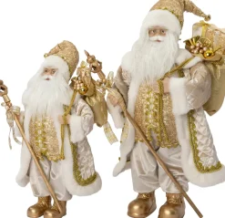 Intratuin kerstfiguur kerstman goud / crème 23 x 18 x 45 cm