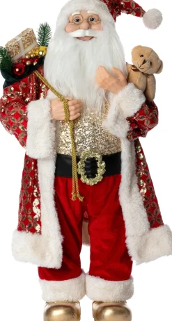 Intratuin kerstfiguur kerstman rood / goud 35 x 27 x 82 cm
