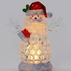 Intratuin kerstfiguur kerstman transparant met verlichting 9 x 5,2 x 11,5 cm