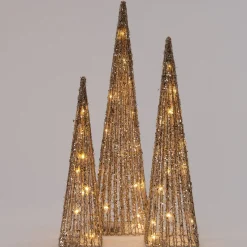 Intratuin kerstfiguur kerstboom met 10 LED lampjes warm wit D 15 H 60 cm