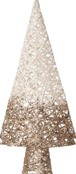 Intratuin kerstfiguur kerstboom wit met 10 LED lampjes warm wit 20 x 7 x 40 cm