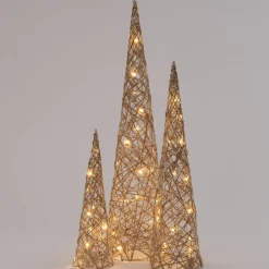 Intratuin kerstfiguur kerstboom met 10 LED lampjes warm wit D 12 H 40 cm