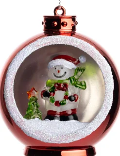 Intratuin kerstfiguur Kino sneeuwpop rood met verlichting 6,5 x 5,8 x 8 cm