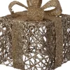 Intratuin kerstfiguur Kohal cadeau goud met verlichting 15 x 15 x 17 cm
