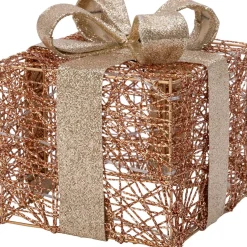 Intratuin kerstfiguur Koro cadeau koper met verlichting 12 x 12 x 14 cm