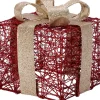 Intratuin kerstfiguur Koro cadeau rood / goud met verlichting 15 x 15 x 18 cm