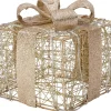 Intratuin kerstfiguur Koro cadeau beige met verlichting 10 x 10 x 12 cm