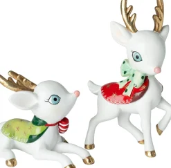 Intratuin kerstfiguur Lea rendier liggend wit 13,8 x 9 x 9,5 cm