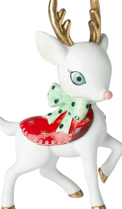 Intratuin kerstfiguur Lea rendier staand wit 10,5 x 7,4 x 17 cm