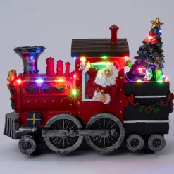 Intratuin kerstfiguur locomotief rood / groen 26,5 x 12,5 x 19,5 cm